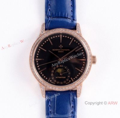 (VC) Swiss Vacheron Constantin Patrimony Moon 32mm Watch Rose Gold Diamond-set